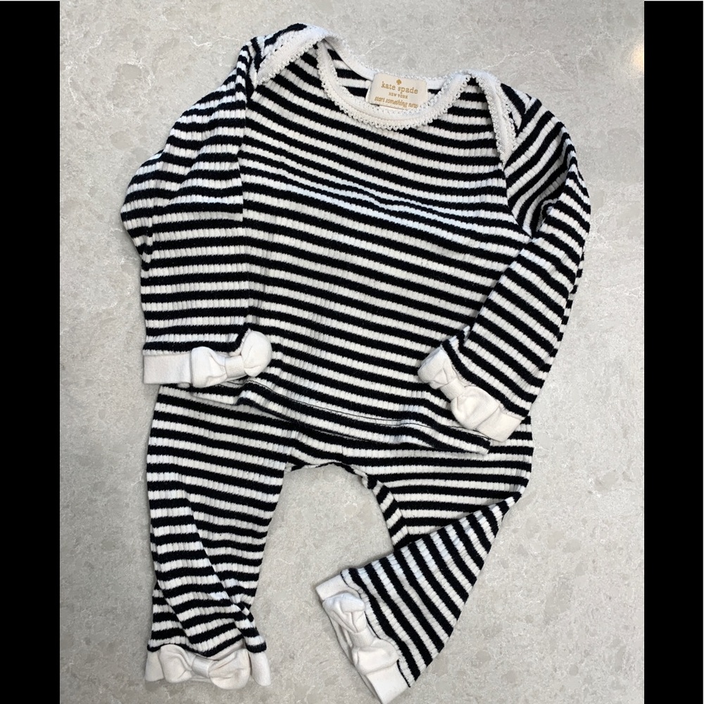 Kate Spade baby black and white striped long sleeve top and bottom set
